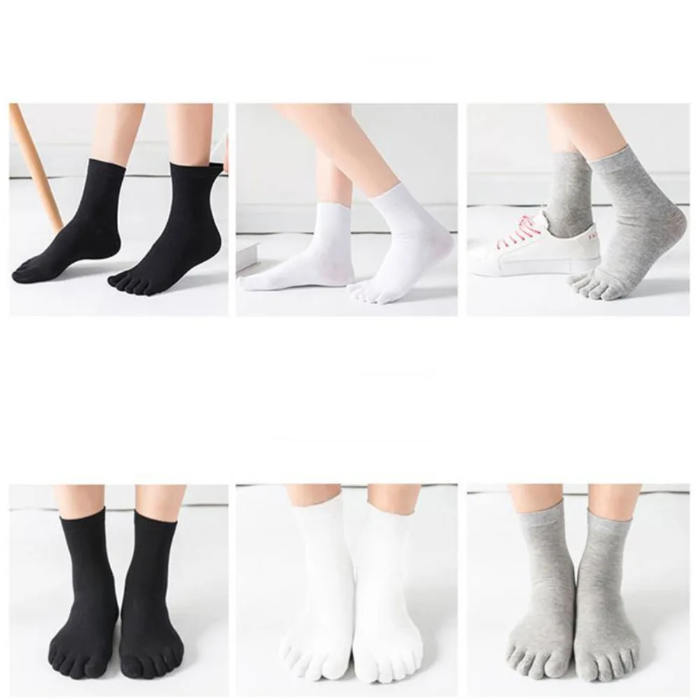 Toe Socks Men cotton Five Fingers Socks Breathable Short Ankle Crew Socks Sports Running Solid Color Black White Grey Male Socks