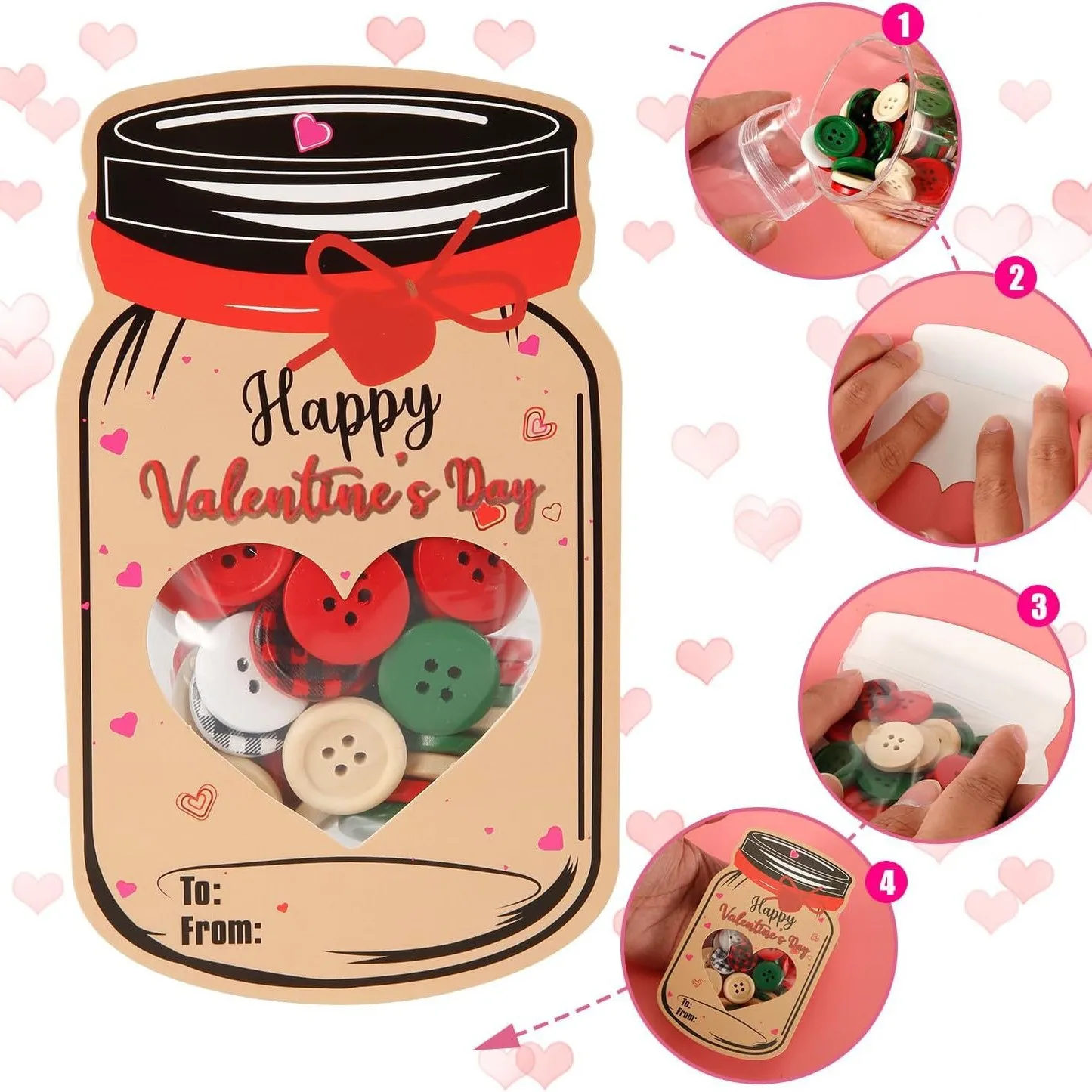 20pcs Happy Valentines Day Cards Insteresting Exchange Party Favors Set For Biscuits Nuts for Kids School Classroom