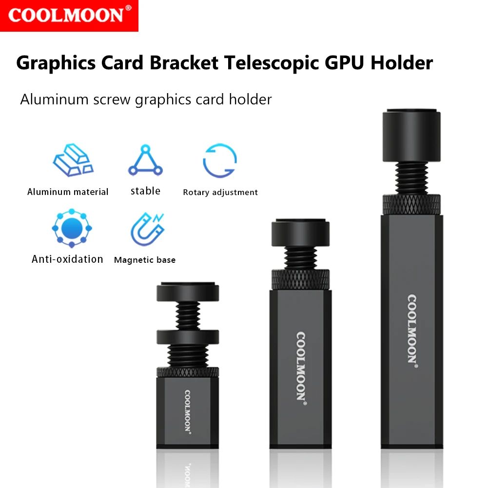 

COOLMOON Graphics Card Bracket Magnetic Base Graphics Card Brace Anti Scratch Non-slip Aluminum Alloy for ATX/M-ATX/ITX Chassis