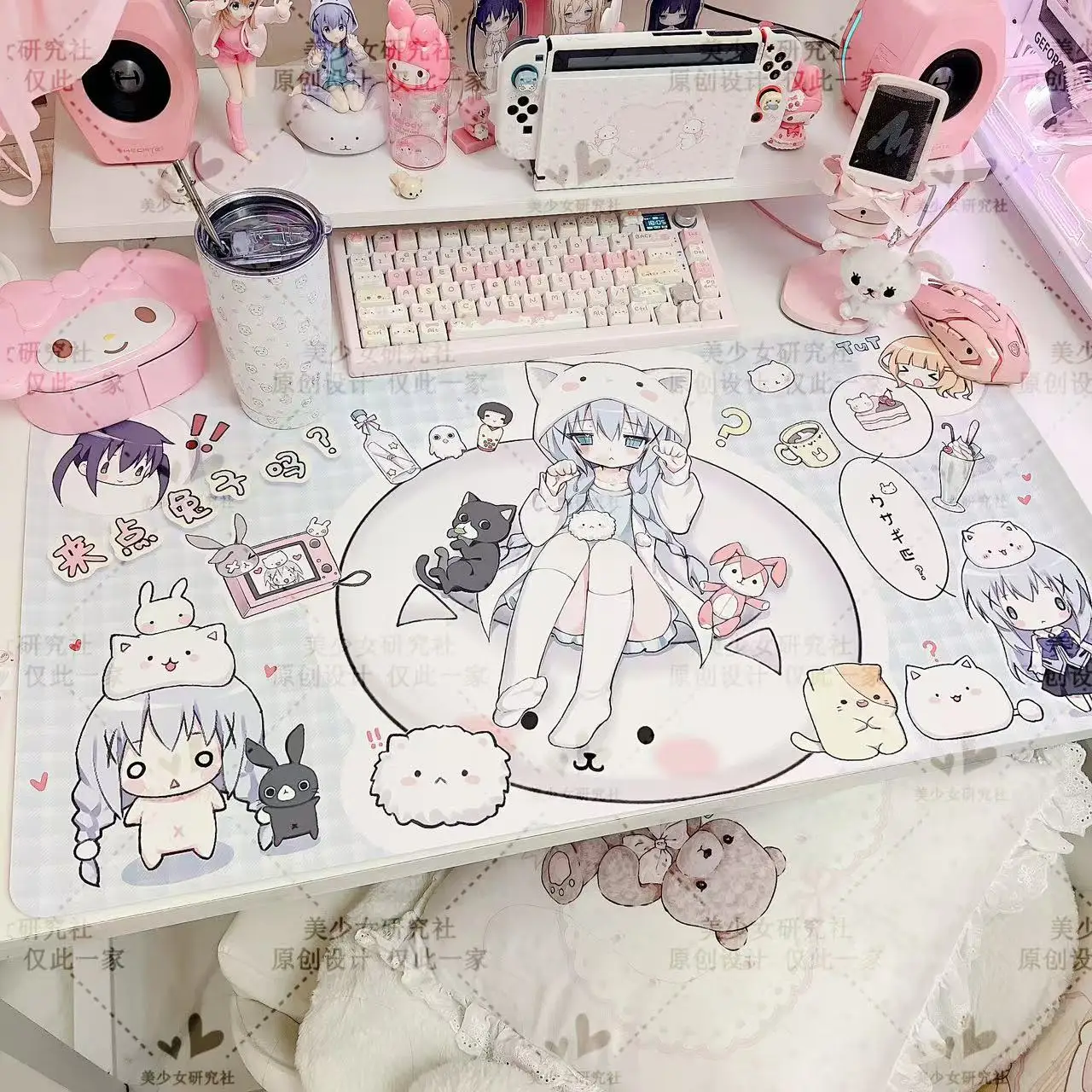 Anime Animation Japanese Large Leather Game Mouse Pad Waterproof Non‑Slip Desk Mat Keyboard Mat Gamer Office Computer Home Use