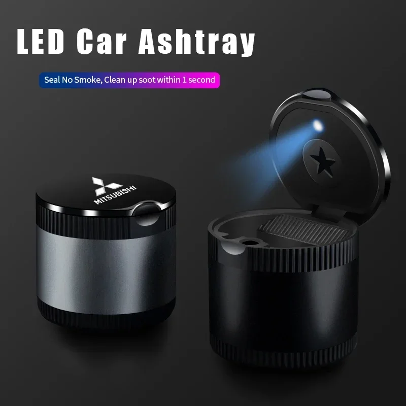 Car Ashtray for Mitsubishi Lancer Ex Mirage V33 G4 26 OTO ASX L300 Montero Eclipse L200 EVO Smoke LED Light Ash Cup Holder