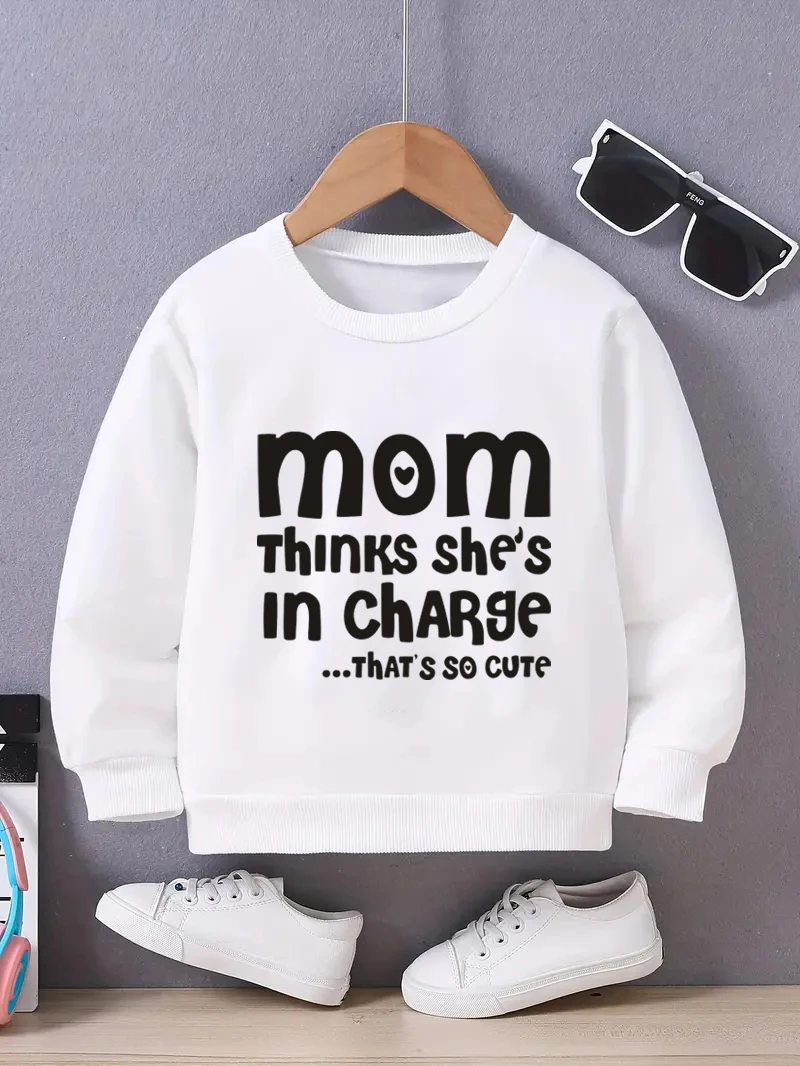 Boys and Girls Crew Neck Jumper Sweater Creative Letter Holiday Gift Spring and Autumn Casual Children Fashion Sweatshirt