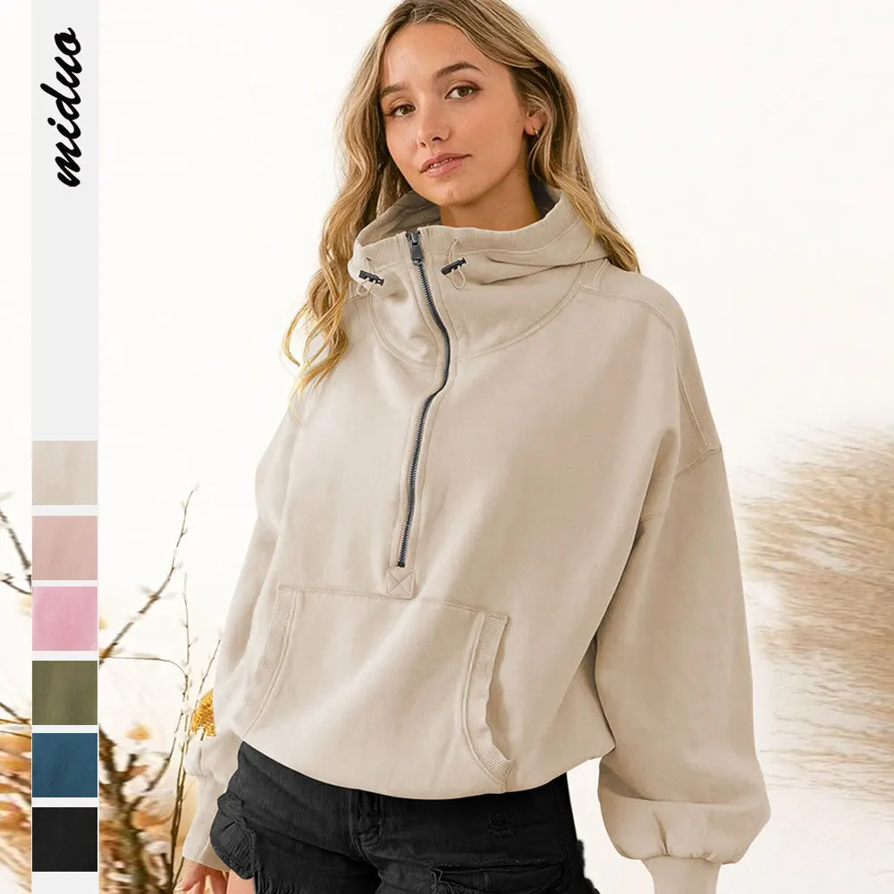 New hooded sweater women's fashion brand sports Hoodie zipper drawcord long sleeve top coat