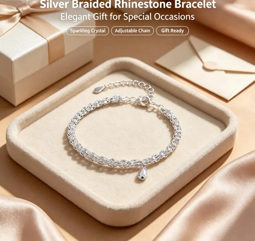 Stainless Steel Thick Chain Bracelet Necklace Luxury Sparkling Adjustable For Women Trend Party Fashion Jewelry Gift
