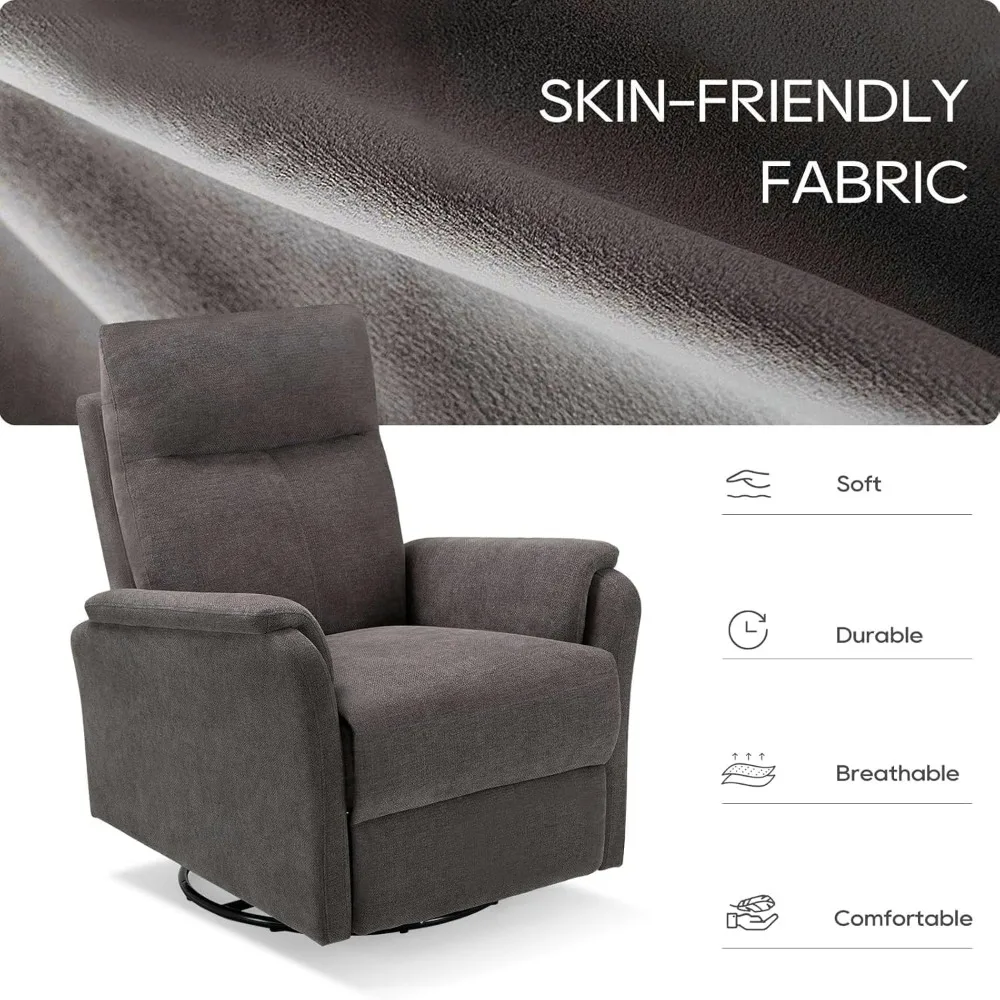 كرسي دوار مع مسند للقدمين، كرسي انزلاقي قوي عالي الظهر مع وسادة مزدوجة الطبقة، كرسي هزاز للحضانة