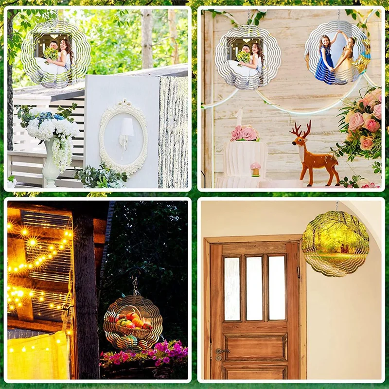 10 шт., 8-дюймовые сублимационные заготовки для ветровых блесны, 3D ветровые блесны, подвесные ветровые блесны для украшения дома и улицы, сада HY