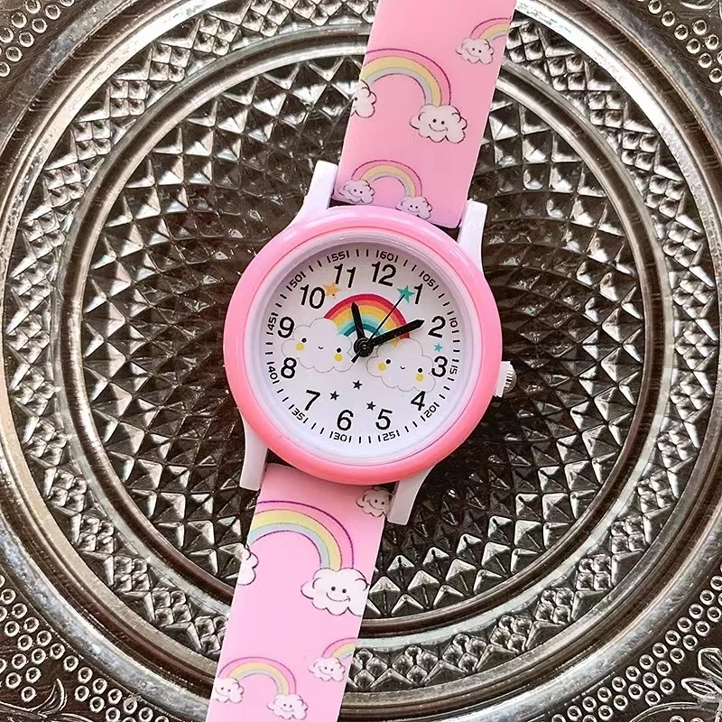 New Rainbow Cloud Printed Silica Gel Belt Children\'s Watch Girls Cute Cartoon Quartz Watch Children\'s Watch Boys Girls Watch