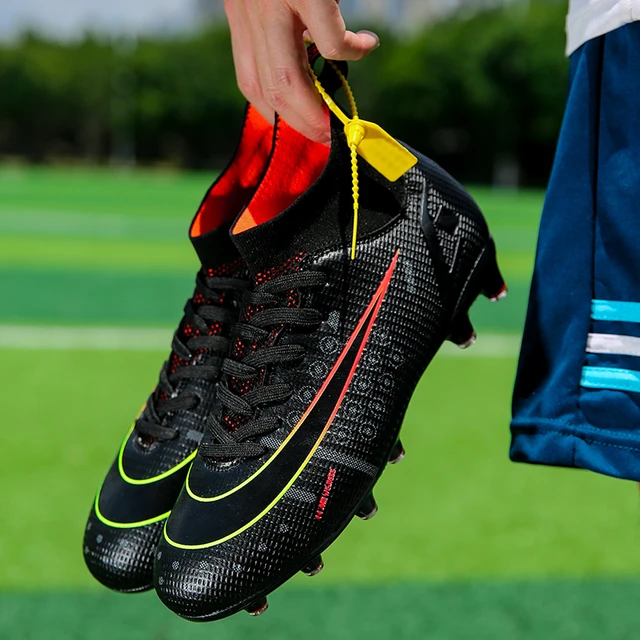 Yuksek kalite futbol kramponlar ile ayn C.Ronaldo futbol ayakkab lar Assassin chucampo Campo TF AG futbol Sneaker Futsal spor ayakkab lar AliExpress