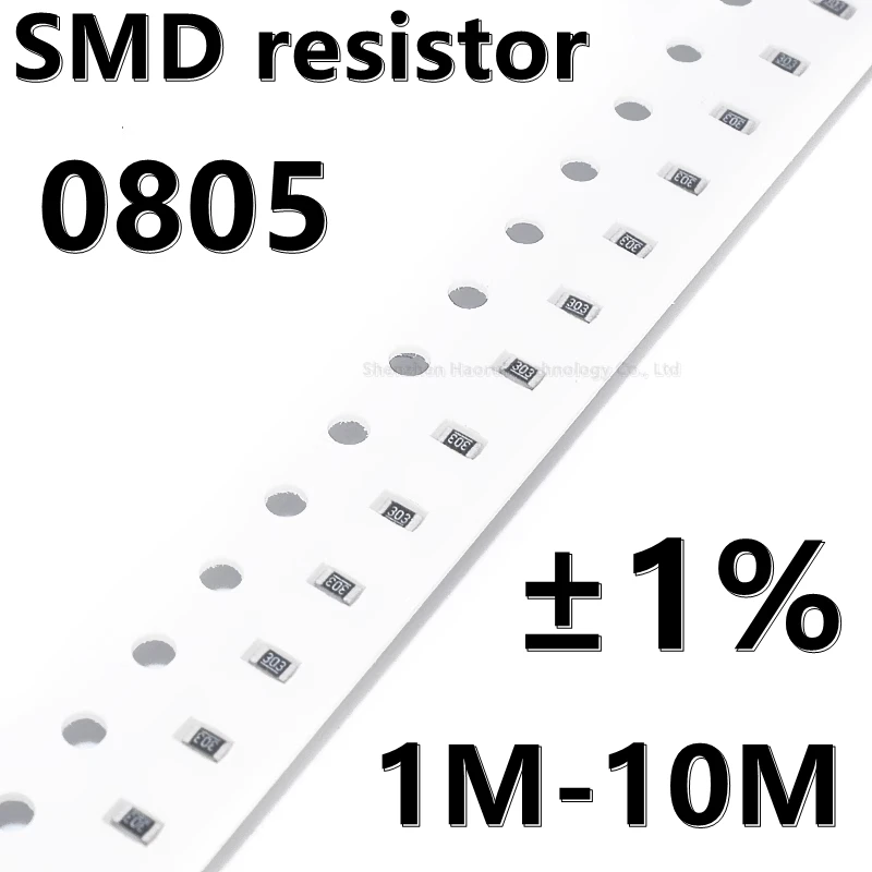 (100 pezzi) 0805 1% resistore SMD 1 1.1 1.2 1.3 1.5 1.6 1.8 2 2.2 2.4 2.7 3.3 3.6 M 3.9 M 4.3M 4.7M 5.1M 5.6M 6.2M 6.8M 7.5M 8.2M 10M