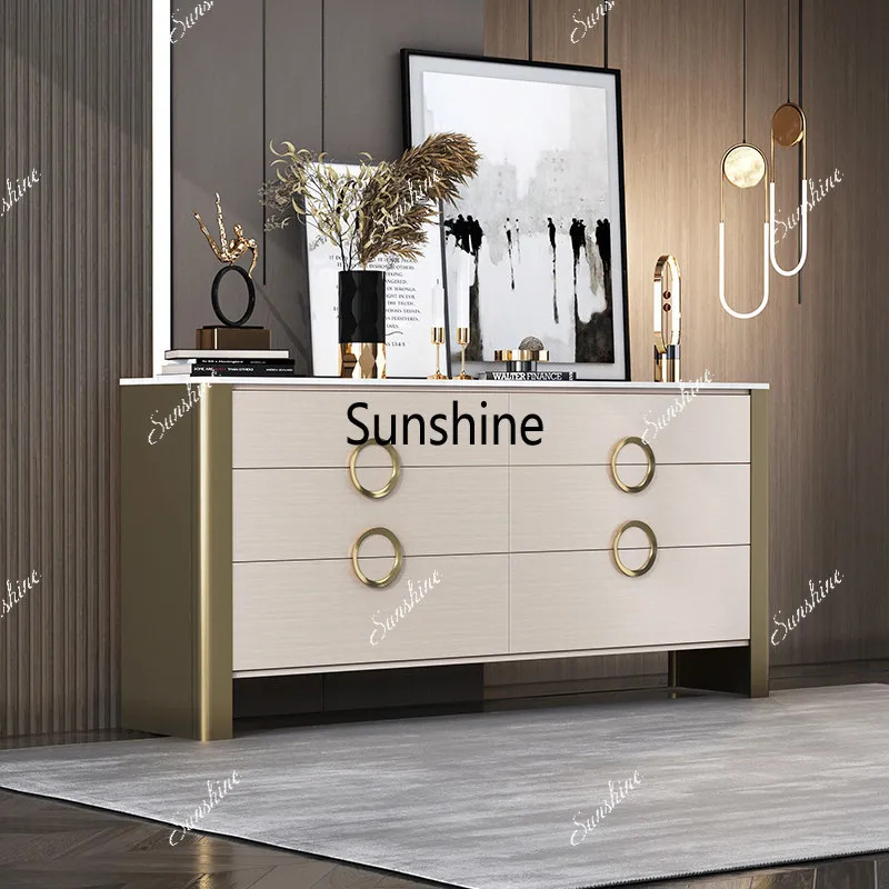 Modern light luxury chest cabinet solid wood porch cabinet drawer type storage side cabinet