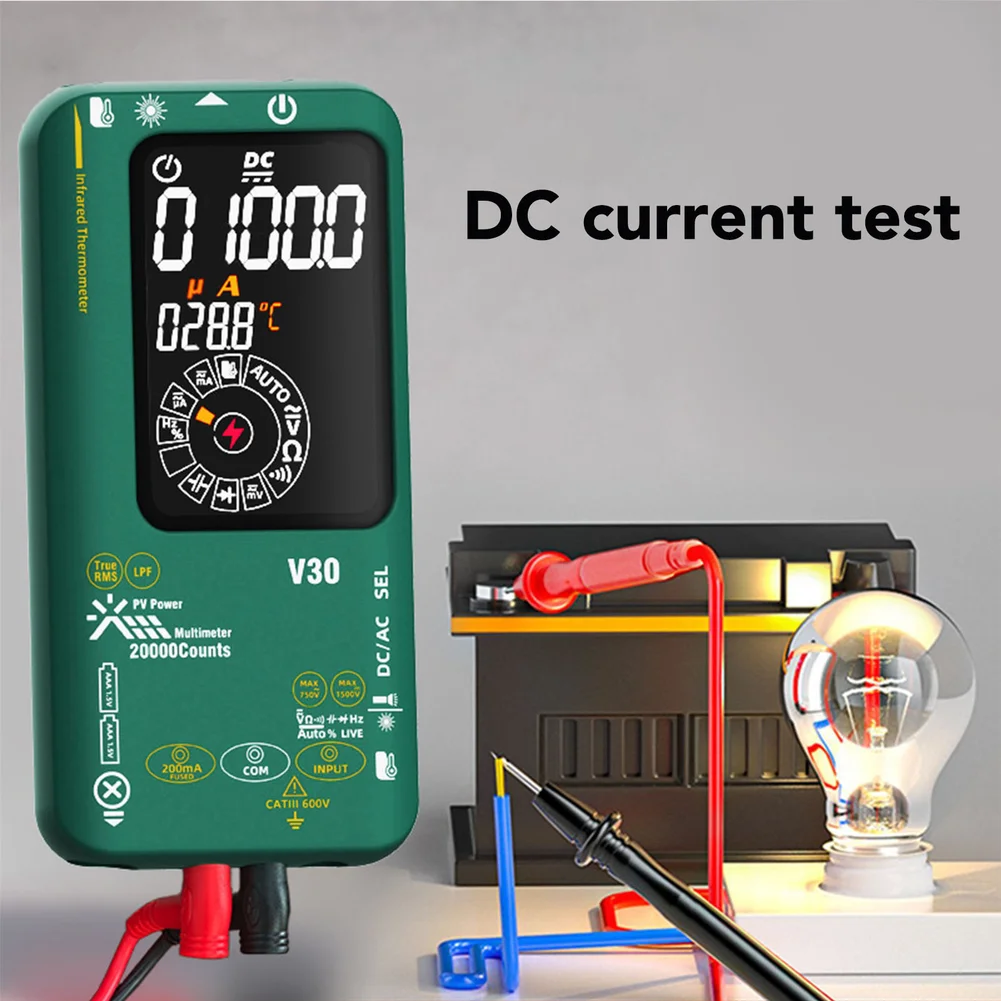 V30 Multimeter with IR Thermometer 19999 Count Display for auto Polarity Indication and OL Overload for Reliable Readings