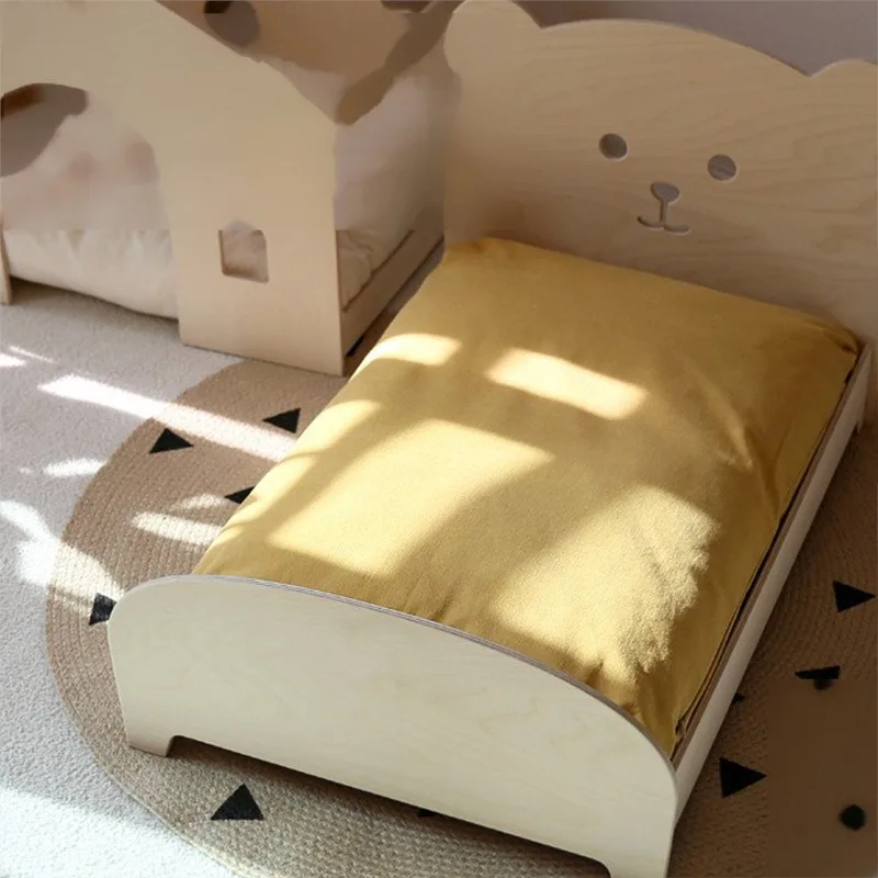 Wooden pet bed removable cat nest dog bed simple pet four-season rest nest