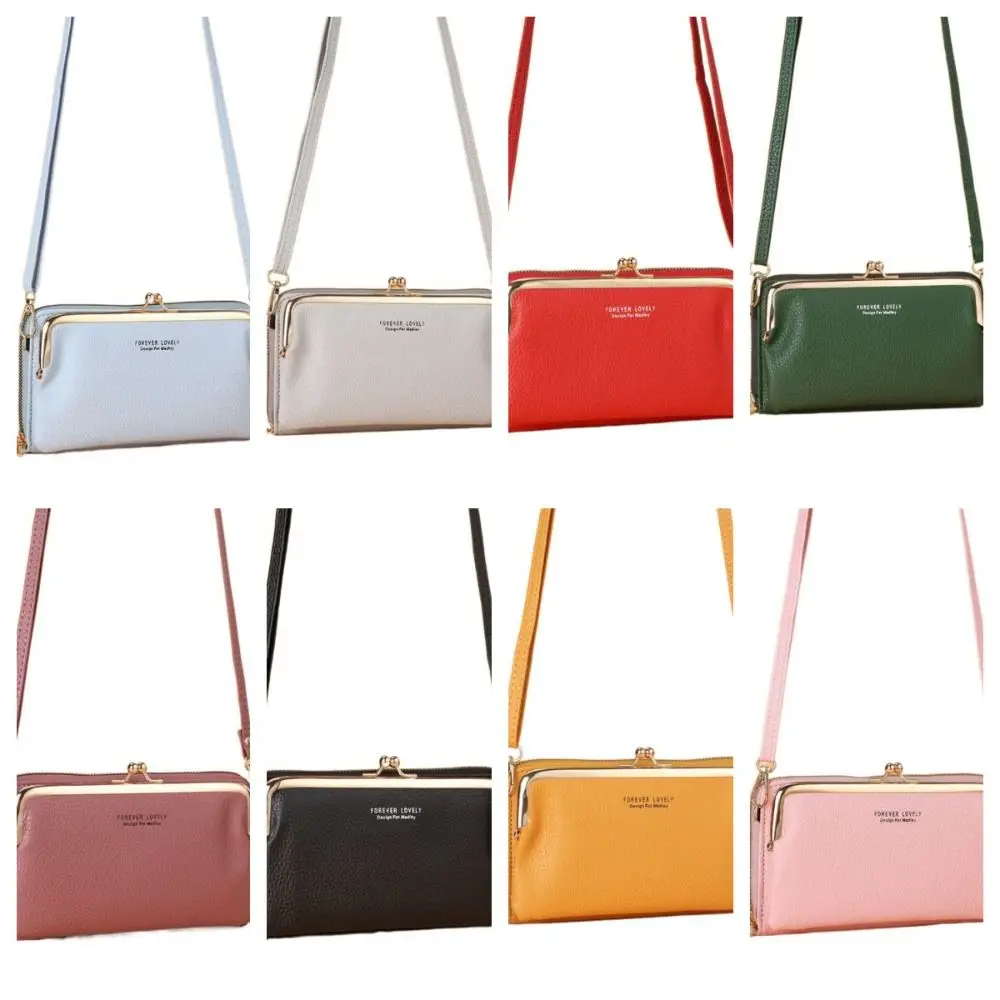 Simple Zipper Phone Crossbody Bag PU Multifunctional Leather Wallet Single Shoulder Coin Purse Women Card Holder Mobile Phone