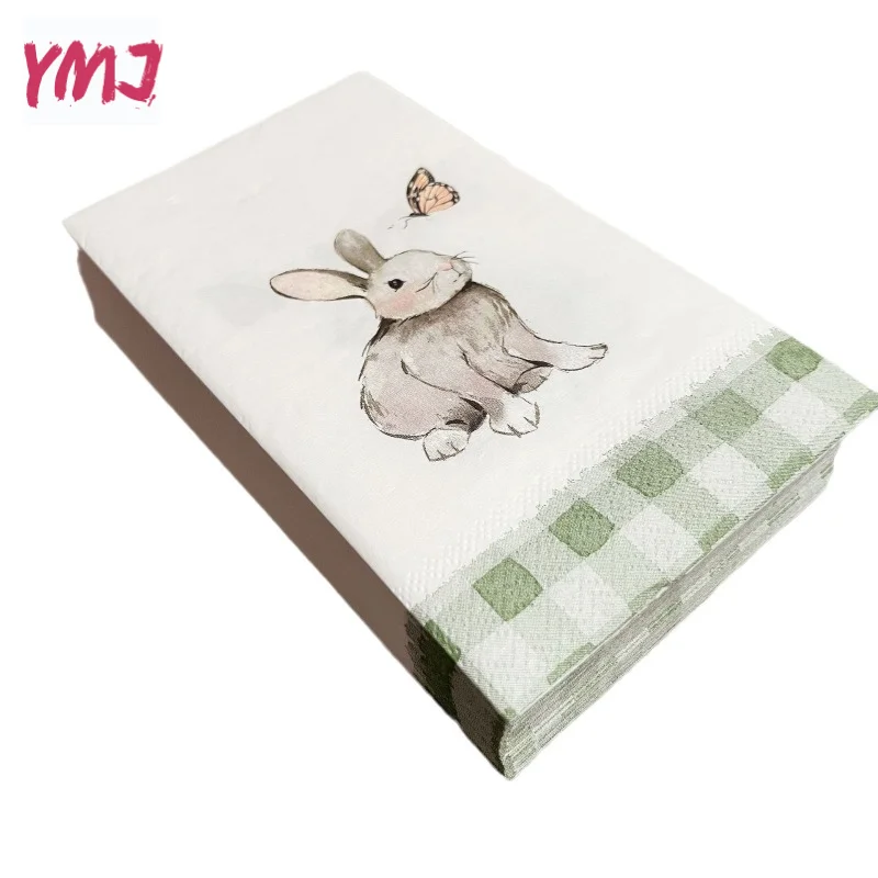 Easter Bunny Printed Rectangular Napkins Large Size 33*40 Butterfly Bone Bart Paper Bunny Butterfly Pattern 20pcs 3-Ply