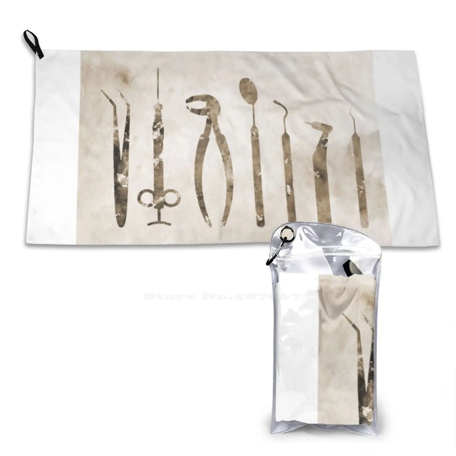 Dentist Tools Soft Towel Quick Dry Beach Towel Dentist Tools Tooth Art Watercolor Instruments Surgeon Clinic