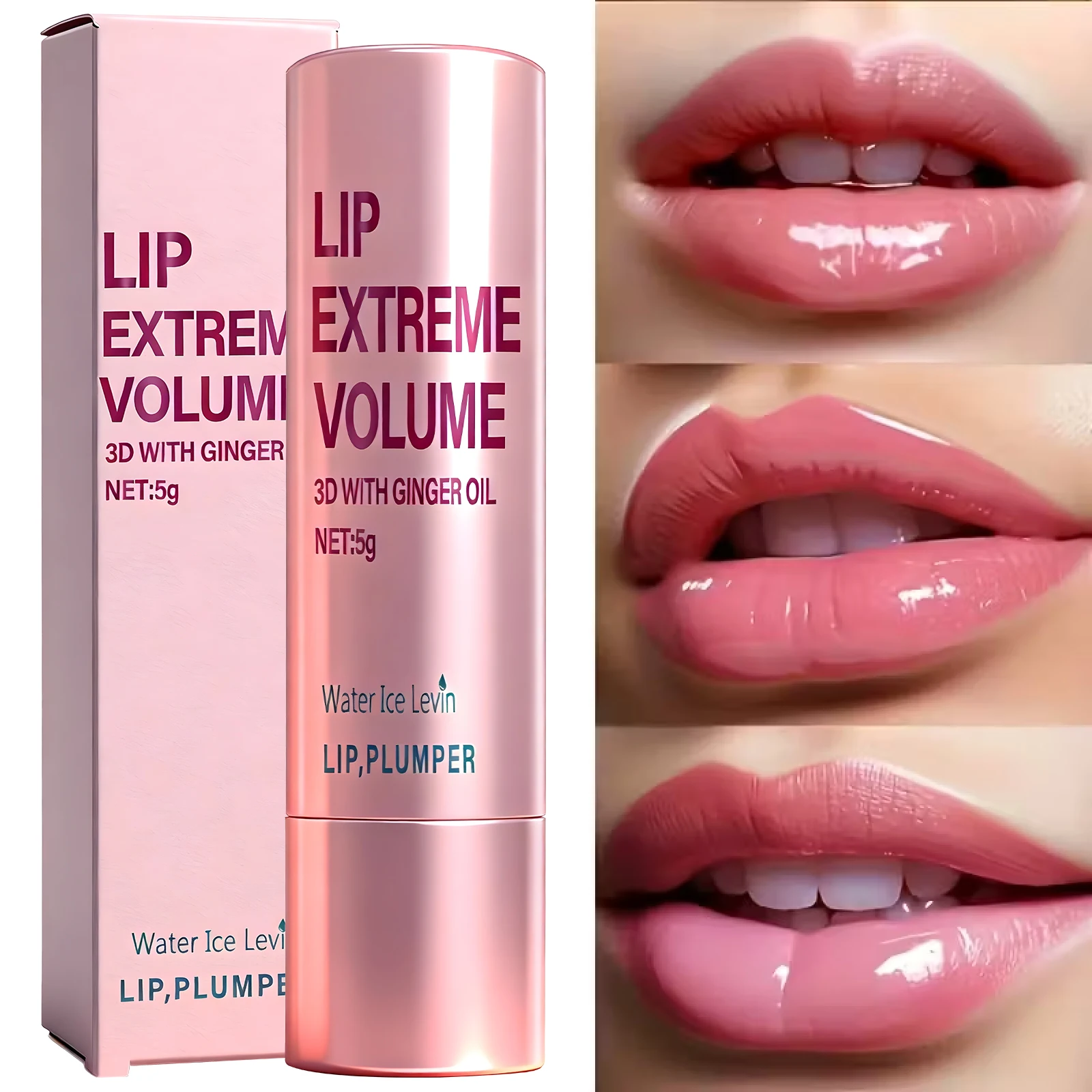 Plumping Lip Gloss Serum 5g with Ginger Oil - Moisturizing Non-Sticky Lip Care, Smooth & Voluminous Lips