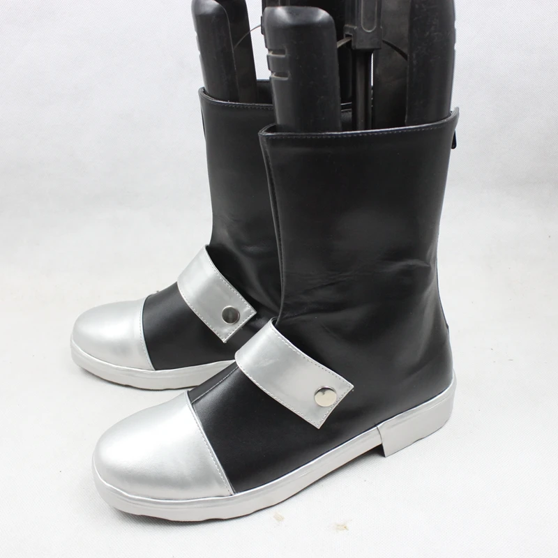 Fate stay night Archer EMIYA Cosplay Costume Shoes Black Silvery Handmade Faux Leather Boots
