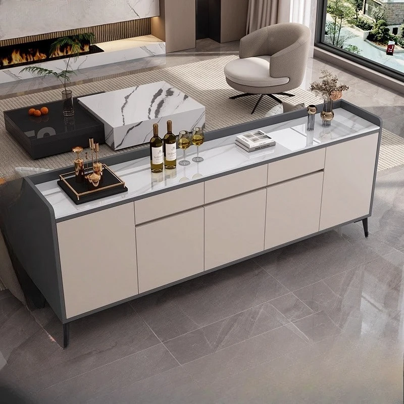 

Solid wood dining cabinet, wall mounted integrated storage cabinet, living room rock slab slim storage cabinet closet