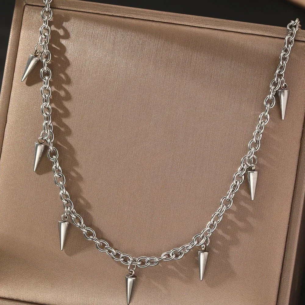الرجال فاسق نمط برشام شرابة قلادة المرأة موضة هندسية التيتانيوم الصلب الهيب هوب سلسلة قلادة