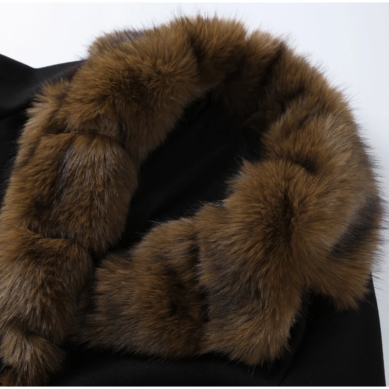 Vintage-Mantel mit Kunstpelzkragen und Schnürung, abgeschnittener Mantel, Gürtel-Taillenjacke, weiblich, 2025, warme Herbst-Winter-Outer, High-Street-Outfit – Detail 4