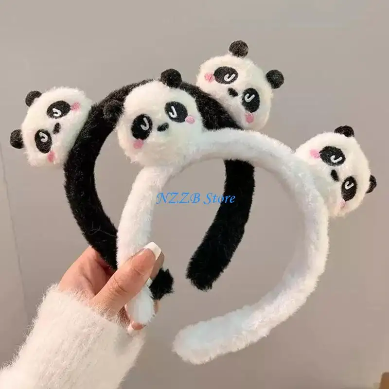 

T21F Soft Plush Panda Hair Band Comfortable Headband for Daily Wear or Celebrations