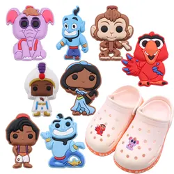 Vendita singola 1 pz ciondoli per scarpe Disney Princess Jasmine Aladdin Slipper accessori scarpe in PVC ornamento per bambini regalo X-max fai da te