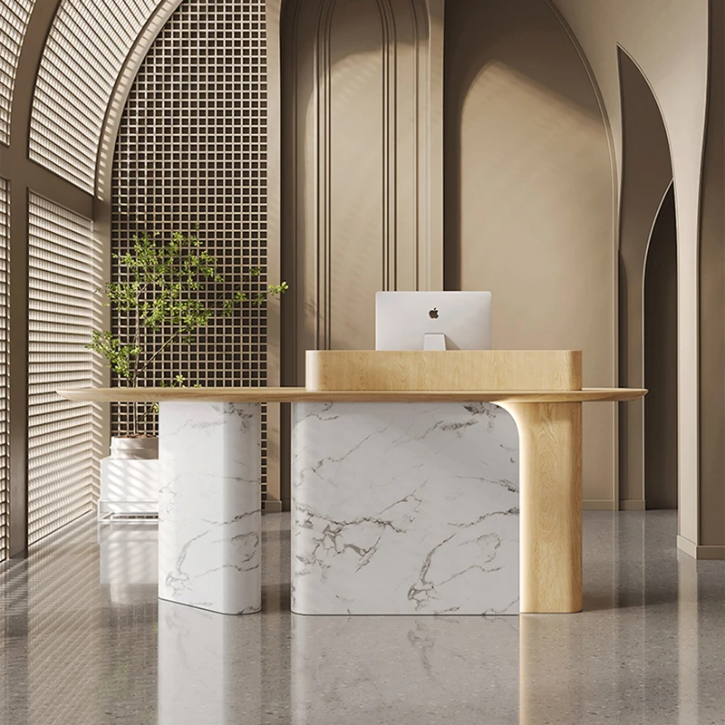

Salon Front Desk Reception Desks Luxury High-end Light Luxury Modern Reception Desks Design Counter Bureau Office Furniture
