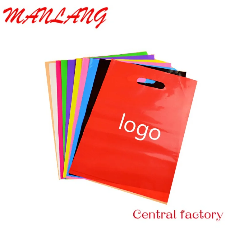 Custom  Cheap Custom Logo Package garment clothes Die Cut handle shopping bag plastic bags