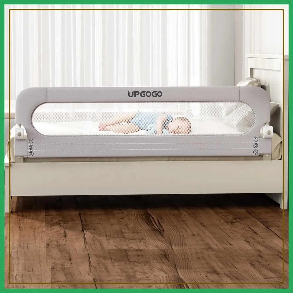 

Toddler Bed Rail for Bunk, Full, Queen, King, Twin - 71"x23.6" Grey with Reinforced Anchor Safety System