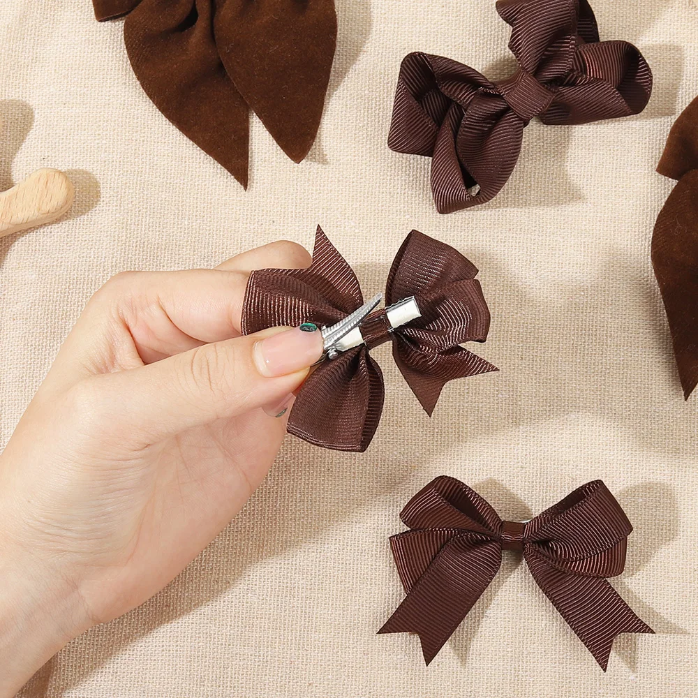 10 قطعة/المجموعة الانحناء مشبك شعر مجموعة للفتيات الخريف الشتاء الملمس موضة الهدايا اليدوية الاطفال Bowknots دبابيس الشعر الطفل إكسسوارات الشعر