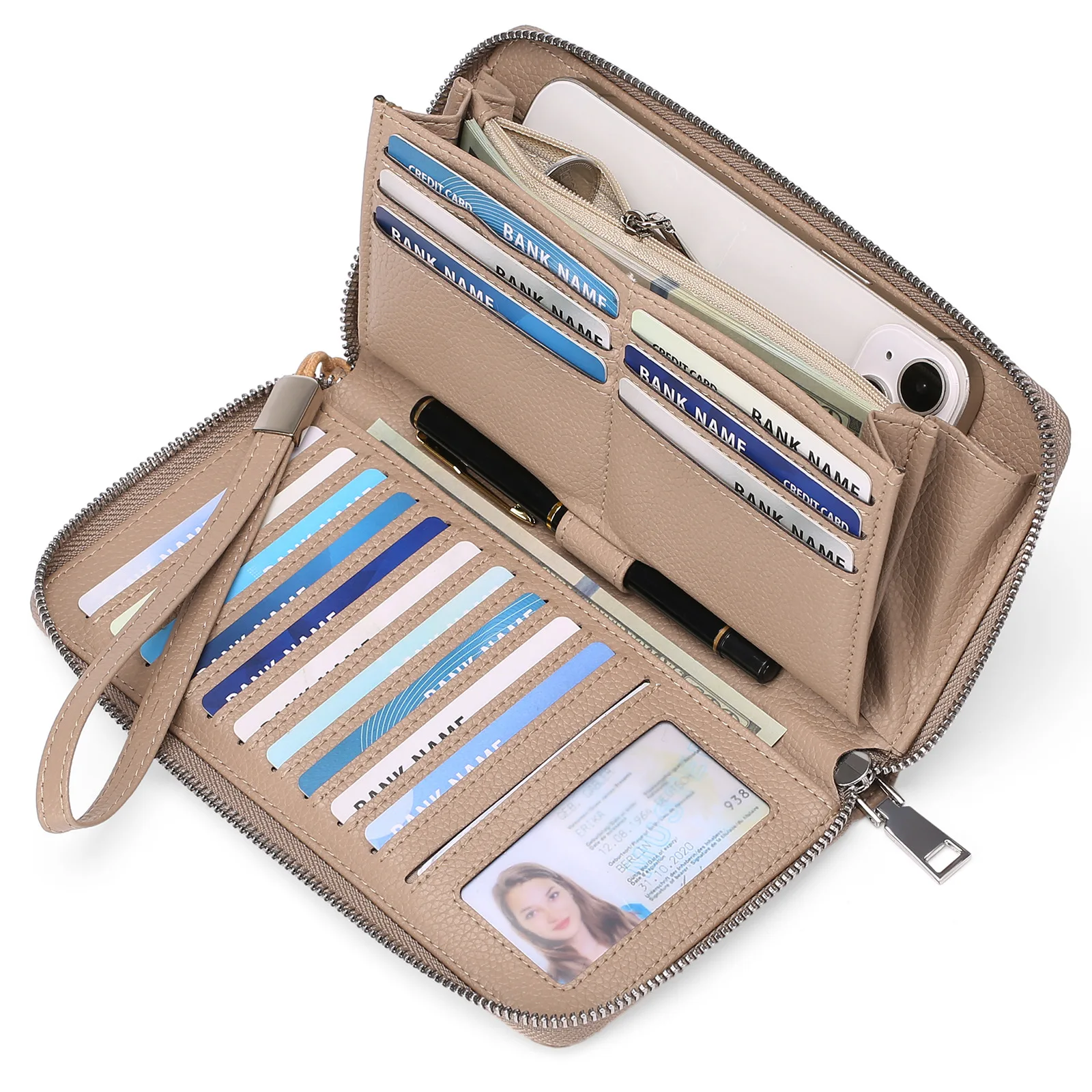 

Женский кошелек из ПУ-кожи с RFID-защитой от кражи, большой вместимости, для мелочи, длинный кошелек с множеством отделений для карт
