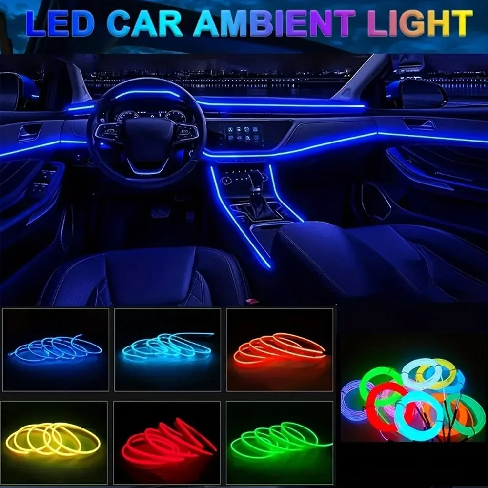 

1M 3M 5M Atmosphere EL Lamp Line with USB DIY Decorative Dash Board Console Auto LED Ambient Light Car Interior Accessories 12V