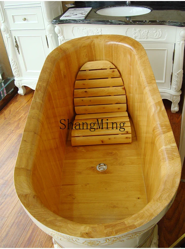 CL Ivory White Bath Wooden Bucket Adult  Large Solid Wood Bath Household  Bucket