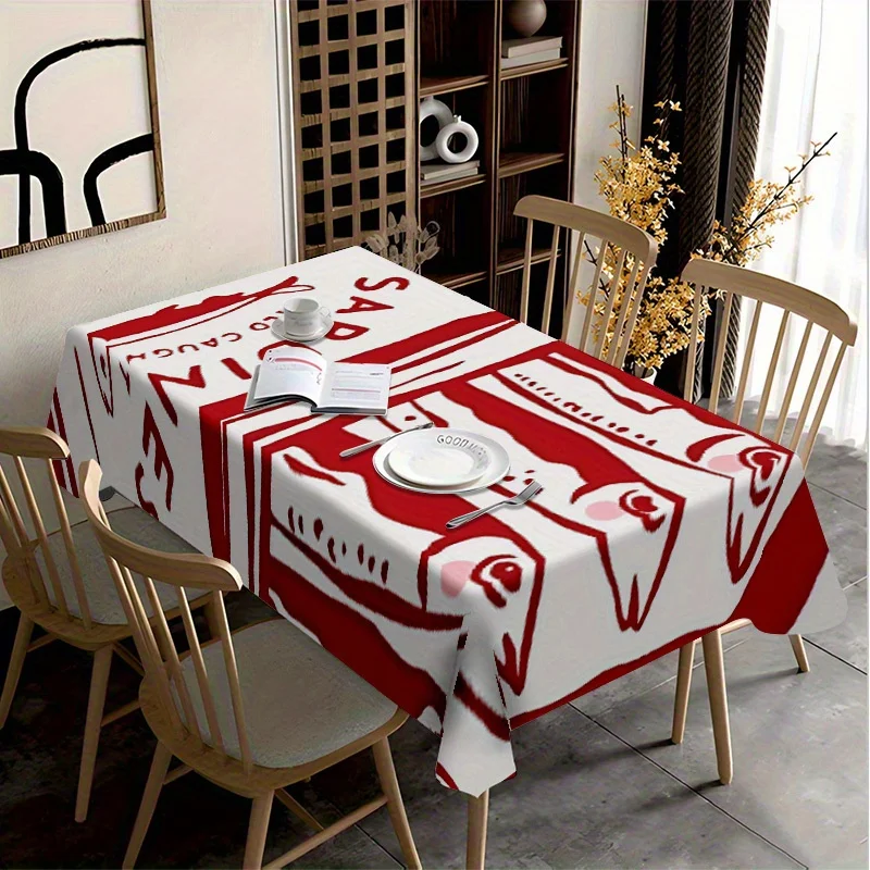 1pc Soft, Stylish, and Beautiful Sardine Can Pattern Tablecloth, Machine Washable and Easy to Clean, for Dining Table / Coffee T