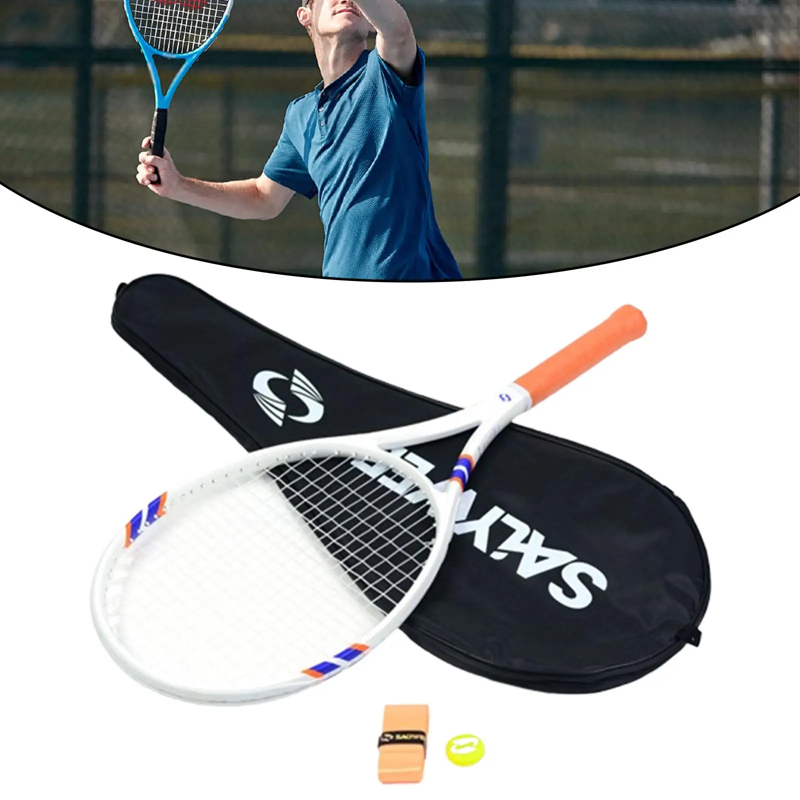 

Tennis Racket Set Carbon Fiber Shock Absorber Grip and Bag for Outdoor Beach Summer Sports Practice