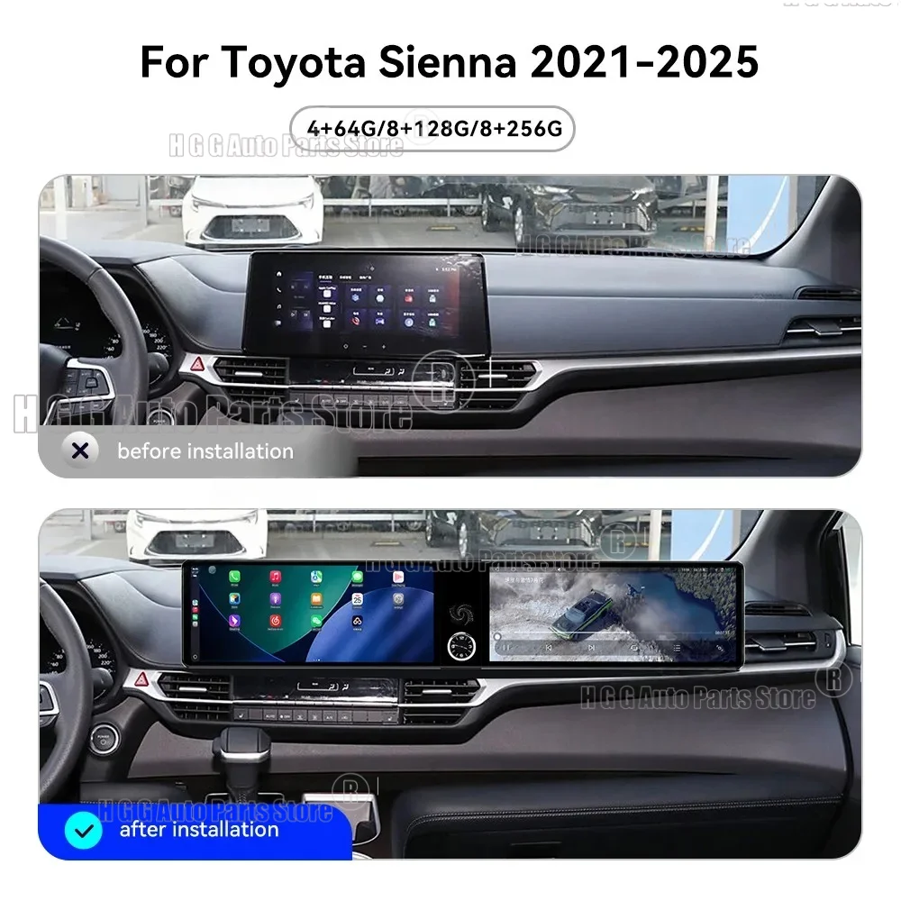 Dual Screen Interaction For Toyota Sienna 2021~2025 Android 13 Car Radio Multimedia GPS Navigation Accesorios Auto IPS Head Unit