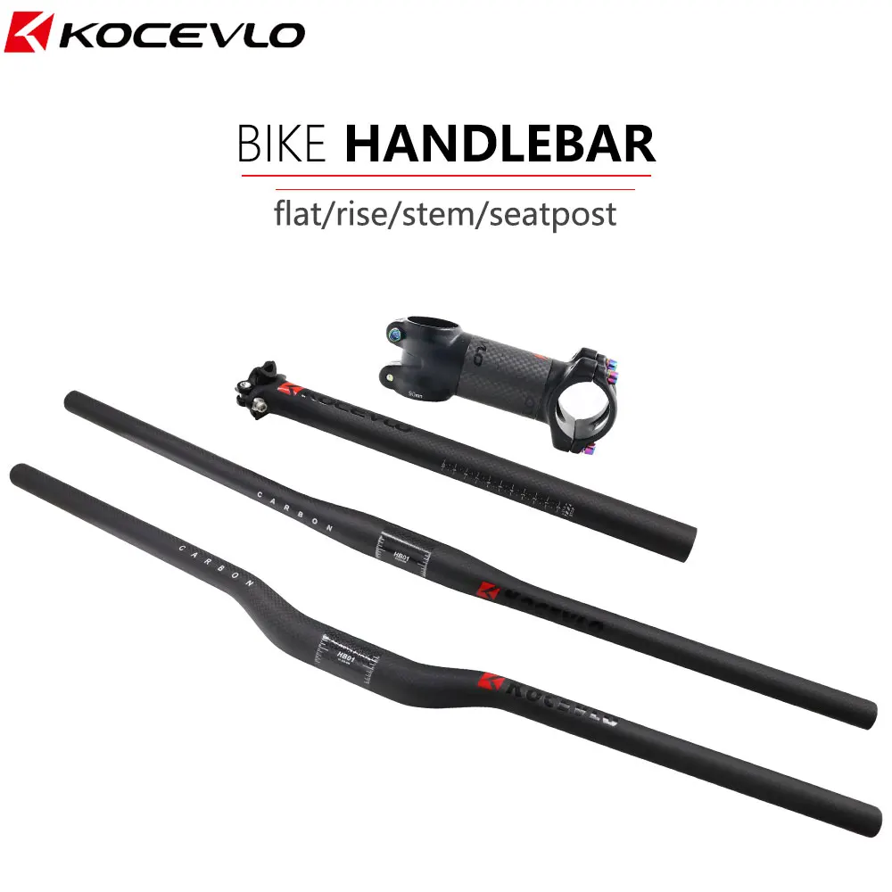 

Kocevlo Full Carbon Fiber Mtb Mountain Bike Handlebar + Bike Handlebar Stem + Bike Seat Post Bicycle Handle Bar Set