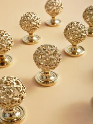 Original Design Furniture Handle French Retro Gold Cabinet Door Knobs Kitchen Drawer Handles Brass Hollow Spherical Knob