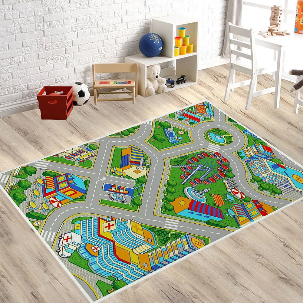 Road Mat Children Traffic Car Map Boy Girls Educational Toy Road Carpet Playmat For Baby Mats Cartoon City Rug Kids Toys Games