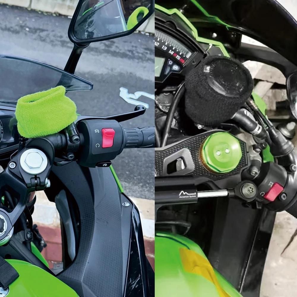 Motorcycle Front Fluid Oil Brake Reservoir Socks Tank Cup Cover Protector For Kawasaki Ninja Z650 Z750 Z800 Z900 ZX6R ZX9R ZX10R