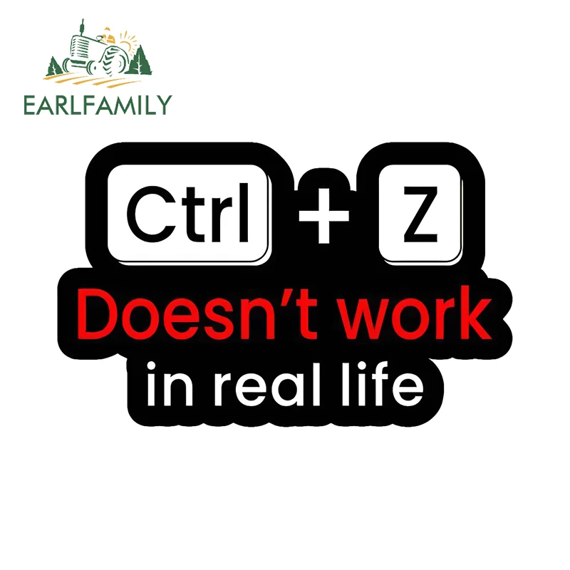 EARLFAMILY Vinyl Ctrl and Z Computer Buttons Car Stickers Doesn't Work in Real Life Creative Caravan Graffiti Decal Laptop RV