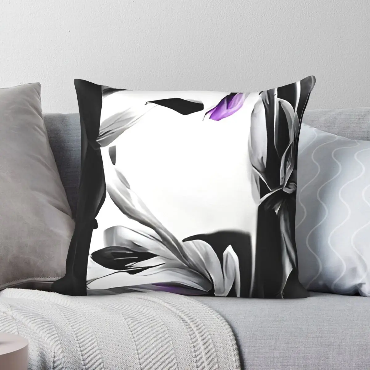 Black And Purple Pillowcase Polyester Linen Velvet Pattern Zip Decorative Throw Pillow Case Sofa Seater Cushion Case Wholesale