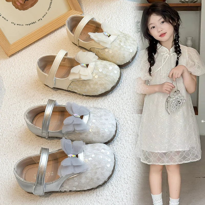 

2025 Autumn New Children Girls Fashion Korean Style Soft Bottom Anti-slippery Versatile Princess Dress Shoes