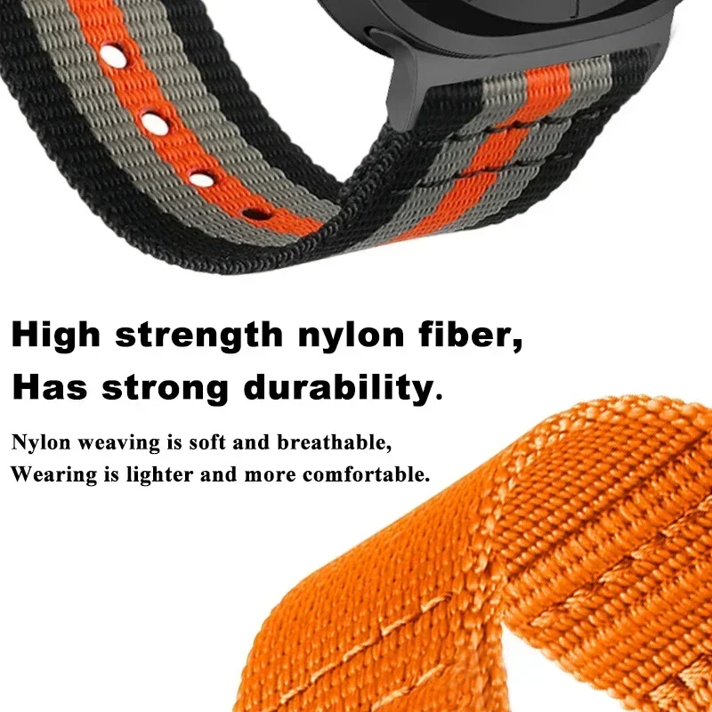 حزام نايلون سريع التركيب لساعة سامسونج جالاكسي 7 الترا 47 ملم سوار رياضي لساعة جالاكسي الترا 47 ملم موصل معدني معصمه