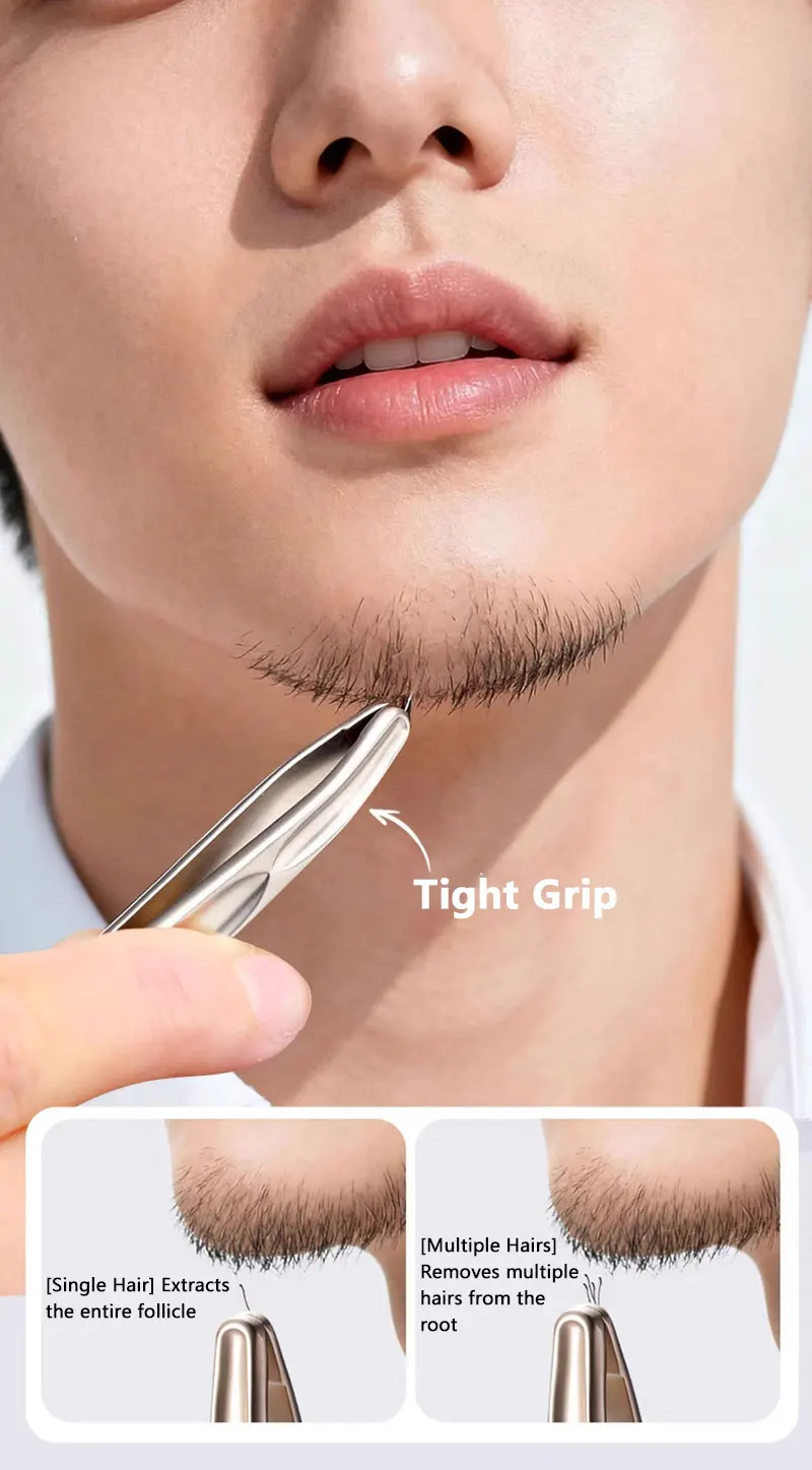 Premium Rundkopf-Pinzette für Augenbrauen- und Gesichtshaarentfernung Nahtlose Clips Präzisions-Barttrimmer für Kurze Haare – Detail 2