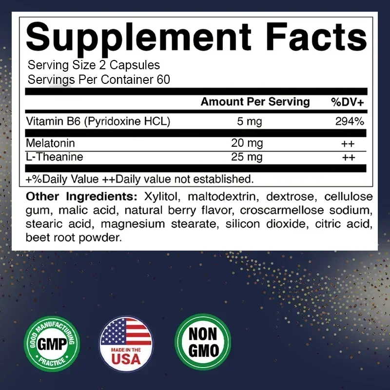 Melatonin Capsules - Reduce Stress, Improve Mood, Improve Sleep Quality, Promote Energy Production, Enhance Immunity
