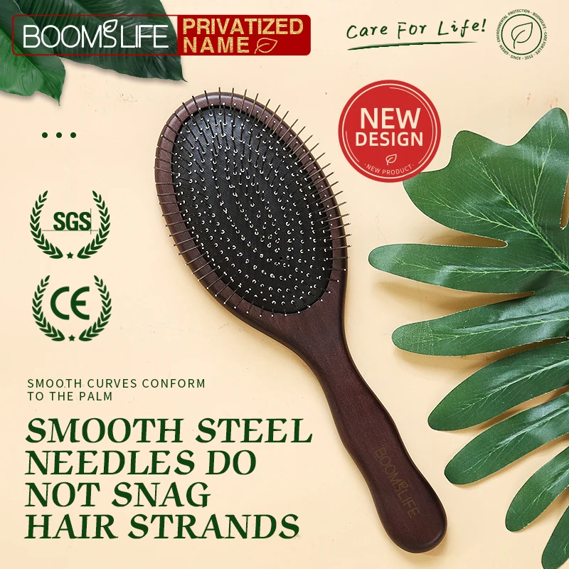 Hair Care Names - Escova de Cabelo de Madeira com