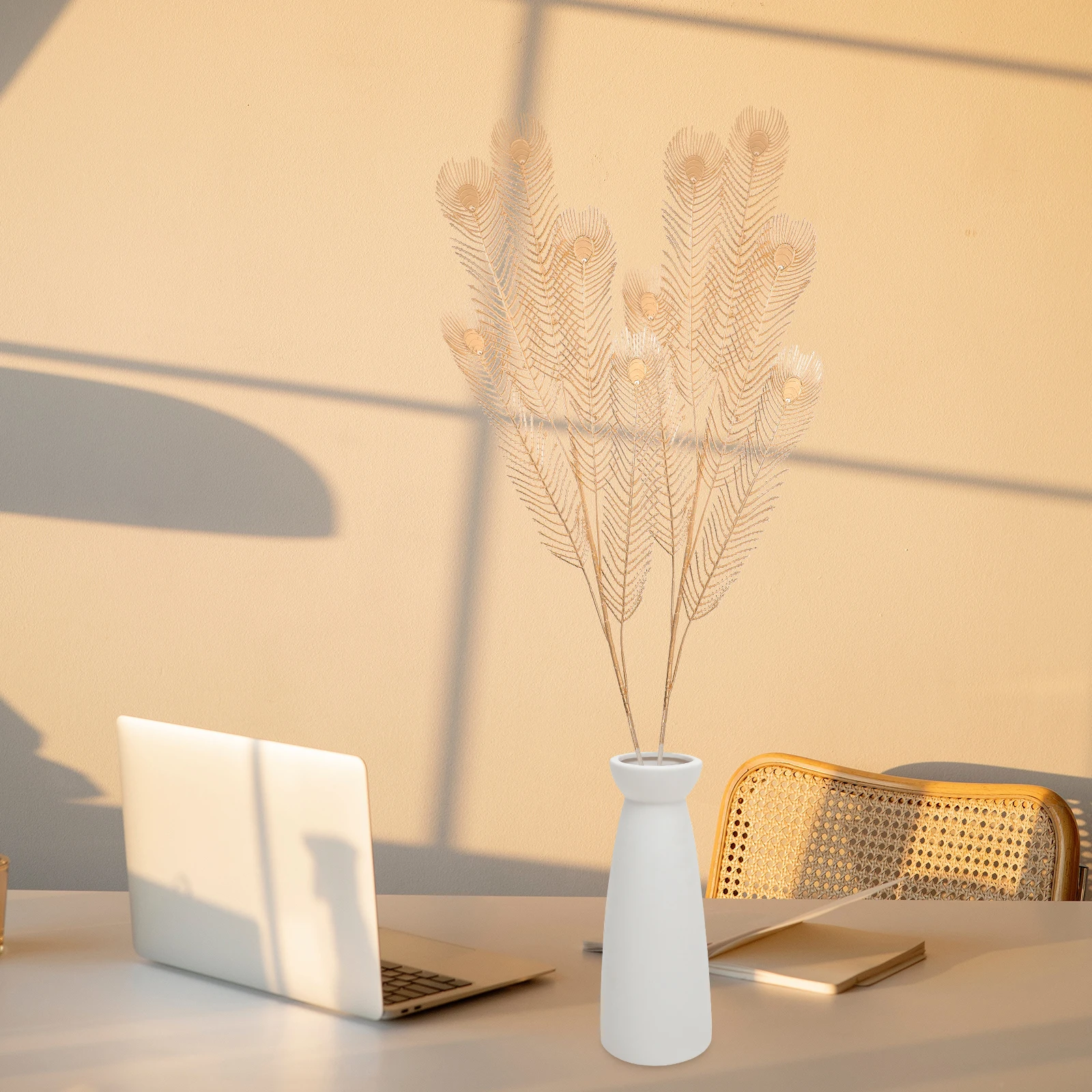 

4pcs Golden Artificial Leaf Branches for Wedding Decor Leaf nament Fake Golden Leaves Vase Filler Table Centerpiece