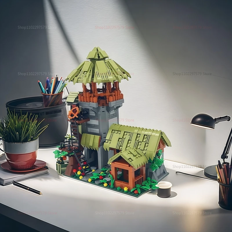 NEW Creative Thatched Cottage  My Cube World Building Blocks Model Thatched Cottage Log Cabin Assemble Bricks Toys Gifts For Kid