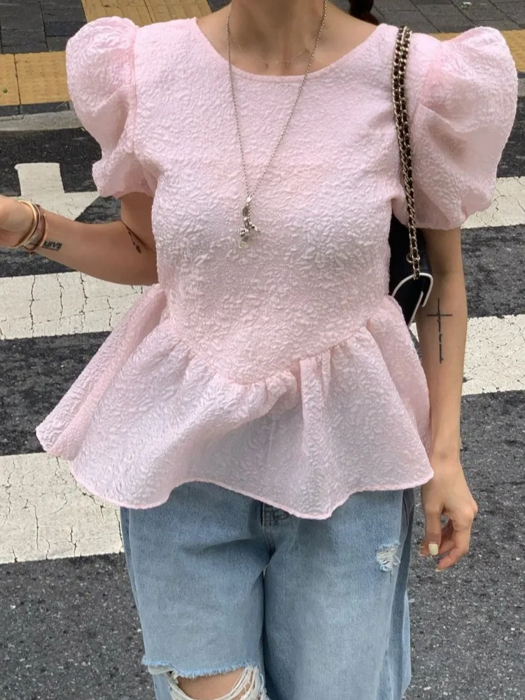 

Ретро Фонарь Све irt Женская Шикарная Текстура Талии Блузка Для Похудения Сладкая Молодежная Круглая Ne ort Sve Повседневная irt